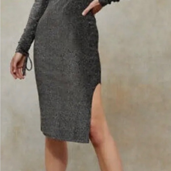 TopShop Black/Gray Glitter Metallic Party Dress with Open Back size 4 and 6 - Picture 4 of 4